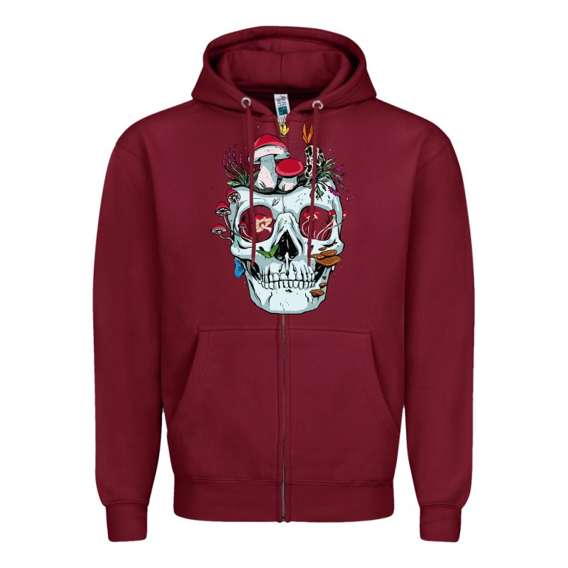Halloween Skull Collector Mushrooms Flowers And Butterflies Sweatshirt Zipper Hoodie by trangStudio | Teevron
