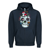 Navy halloween skull collector mushrooms flowers and butterflies sweatshirt Zipper Hoodie - trangStudio