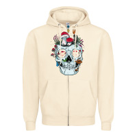 Sandshell halloween skull collector mushrooms flowers and butterflies sweatshirt Zipper Hoodie - trangStudio