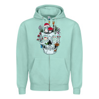 Seafoam halloween skull collector mushrooms flowers and butterflies sweatshirt Zipper Hoodie - trangStudio