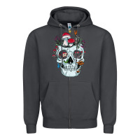 Smoke halloween skull collector mushrooms flowers and butterflies sweatshirt Zipper Hoodie - trangStudio