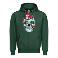 Sports Green halloween skull collector mushrooms flowers and butterflies sweatshirt Zipper Hoodie - trangStudio