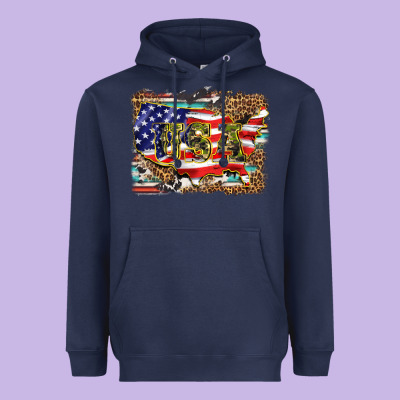 Western America Map Usa Heavyweight Hoodie Designed By Barkaloodesign