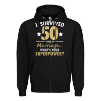 Black 50 years of marriage superpower 50th wedding anniversary Zipper Hoodie - trangStudio