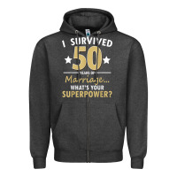 50 Years Of Marriage Superpower 50th Wedding Anniversary Zipper Hoodie | Teevron
