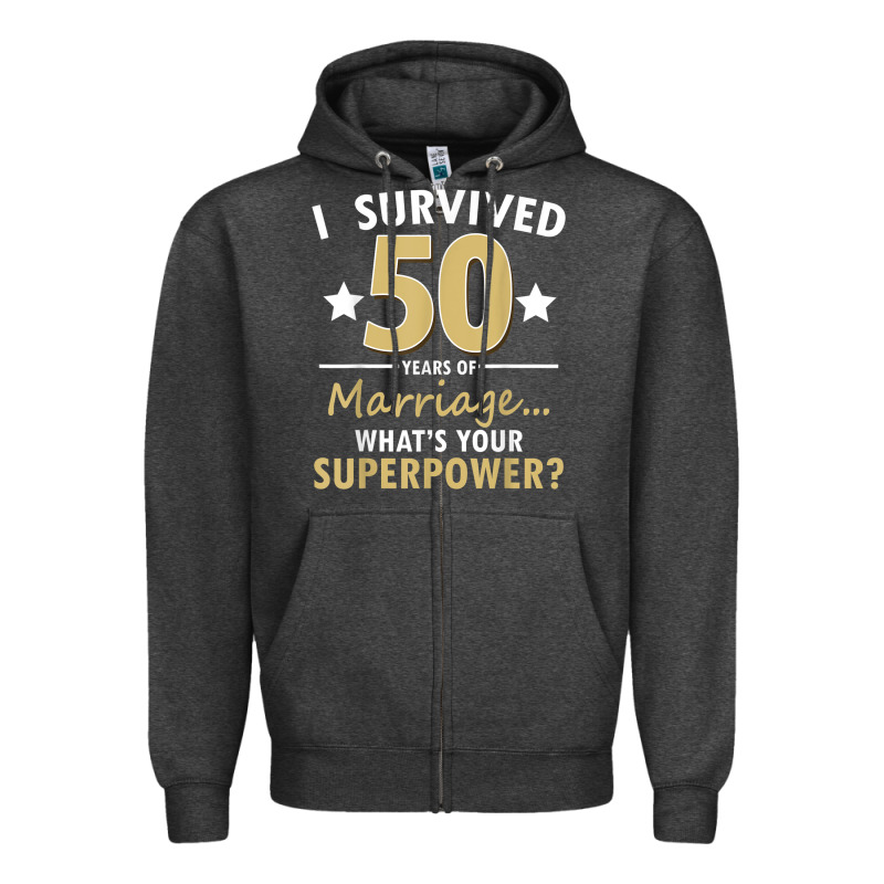 50 Years Of Marriage Superpower 50th Wedding Anniversary Zipper Hoodie by trangStudio | Teevron