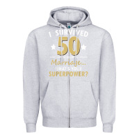 Heather Grey 50 years of marriage superpower 50th wedding anniversary Zipper Hoodie - trangStudio
