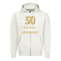 Oatmeal Heather 50 years of marriage superpower 50th wedding anniversary Zipper Hoodie - trangStudio