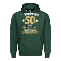 Sports Green 50 years of marriage superpower 50th wedding anniversary Zipper Hoodie - trangStudio