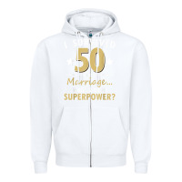 White 50 years of marriage superpower 50th wedding anniversary Zipper Hoodie - trangStudio