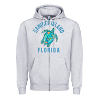 Heather Grey sanibel island beach design  sea turtle illustration gift pullover hoo Zipper Hoodie - trangStudio