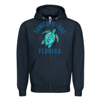 Navy sanibel island beach design  sea turtle illustration gift pullover hoo Zipper Hoodie - trangStudio
