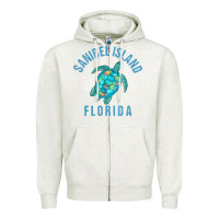 Oatmeal Heather sanibel island beach design  sea turtle illustration gift pullover hoo Zipper Hoodie - trangStudio