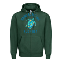 Sports Green sanibel island beach design  sea turtle illustration gift pullover hoo Zipper Hoodie - trangStudio