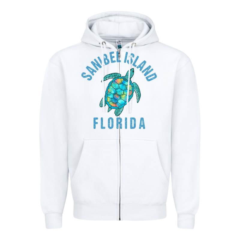 Sanibel Island Beach Design  Sea Turtle Illustration Gift Pullover Hoo Zipper Hoodie by trangStudio | Teevron