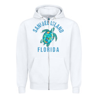White sanibel island beach design  sea turtle illustration gift pullover hoo Zipper Hoodie - trangStudio