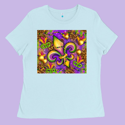 Mardi Gras Fleur De Lis Ladies Tee Designed By Nancycooperartshop