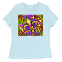 Baby Blue Mardi Gras fleur de lis Ladies Tee - NancyCooperArtShop