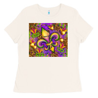 Bone Mardi Gras fleur de lis Ladies Tee - NancyCooperArtShop