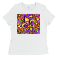 White Mardi Gras fleur de lis Ladies Tee - NancyCooperArtShop