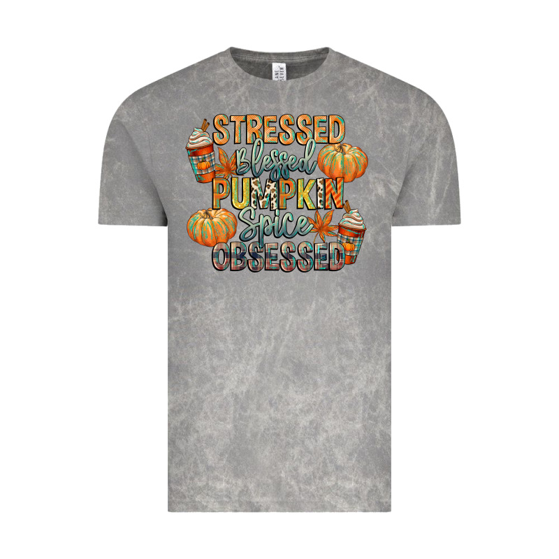 Stressed Blessed Pumpkin Spice Obsessed Vintage Tee by CowGirlArtShop | Teevron