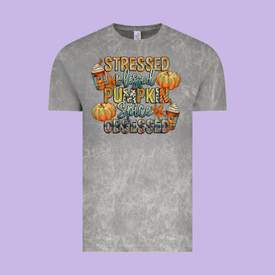 Stressed Blessed Pumpkin Spice Obsessed Vintage Tee Designed By Cowgirlartshop