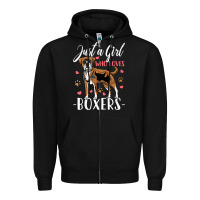Black Kids Boxer Dog Just A Girl Who Loves Boxers Gift Zipper Hoodie - trangStudio