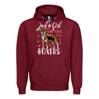 Burgundy Kids Boxer Dog Just A Girl Who Loves Boxers Gift Zipper Hoodie - trangStudio
