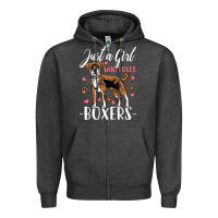 Charcoal Heather Kids Boxer Dog Just A Girl Who Loves Boxers Gift Zipper Hoodie - trangStudio