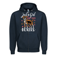Navy Kids Boxer Dog Just A Girl Who Loves Boxers Gift Zipper Hoodie - trangStudio