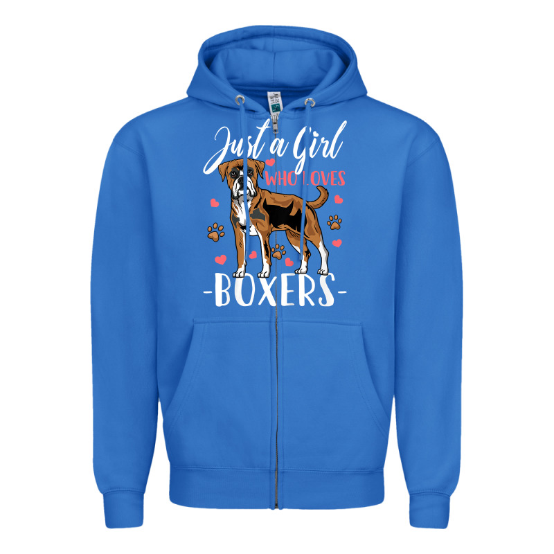 Kids Boxer Dog Just A Girl Who Loves Boxers Gift Zipper Hoodie by trangStudio | Teevron