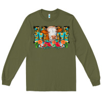 Army Green Mom Cow Flowers Long Sleeve Tee - CowCowDesign