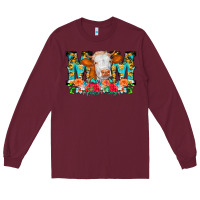 Burgundy Mom Cow Flowers Long Sleeve Tee - CowCowDesign