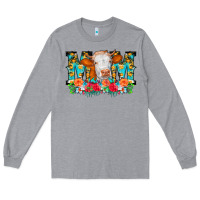 Heather Grey Mom Cow Flowers Long Sleeve Tee - CowCowDesign