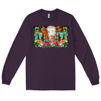 Plum Mom Cow Flowers Long Sleeve Tee - CowCowDesign