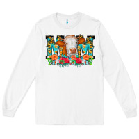 White Mom Cow Flowers Long Sleeve Tee - CowCowDesign