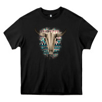 Black Western Aztec Bull Skull Heavy Core Tee - Bettercallsaul
