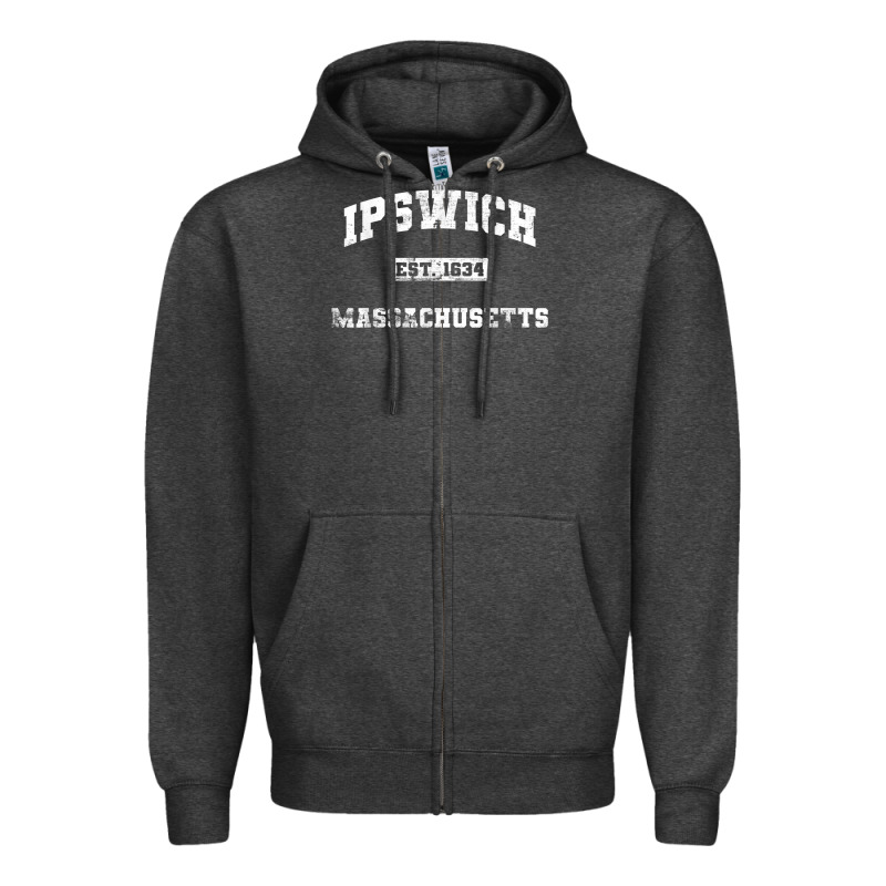 Ipswich Massachusetts Ma Vintage State Athletic Style Zipper Hoodie by trangStudio | Teevron