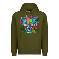 Army Green Your Text Stich Premium Hoodie - CowhideDigitalArt