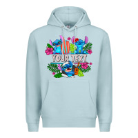Blue Mist Your Text Stich Premium Hoodie - CowhideDigitalArt