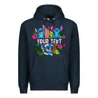 Navy Your Text Stich Premium Hoodie - CowhideDigitalArt