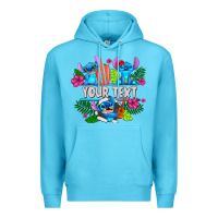 Ocean Blue Your Text Stich Premium Hoodie - CowhideDigitalArt