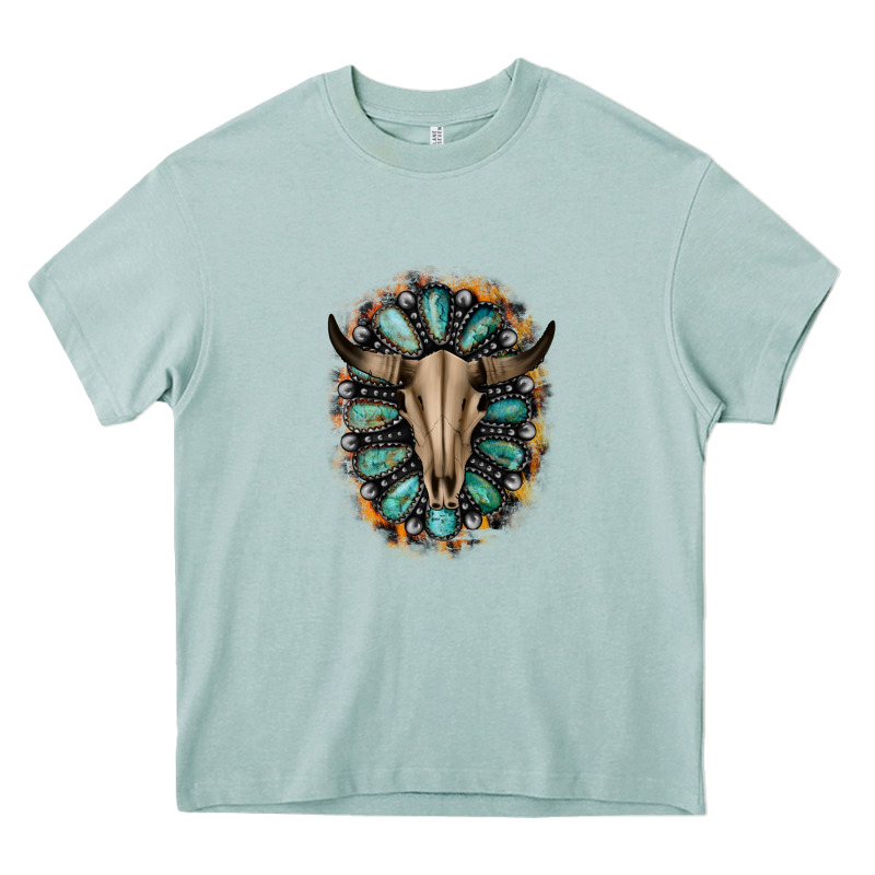 Western Gemstone Bull Skull Heavy Core Tee by Bettercallsaul | Teevron