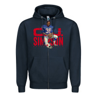 Navy O.J. Simpson Zipper Hoodie - trangStudio