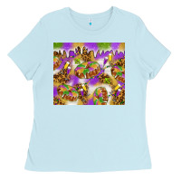 Baby Blue Mardi Gras with king cake Ladies Tee - NancyCooperArtShop