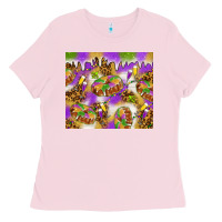Bubblegum Pink Mardi Gras with king cake Ladies Tee - NancyCooperArtShop