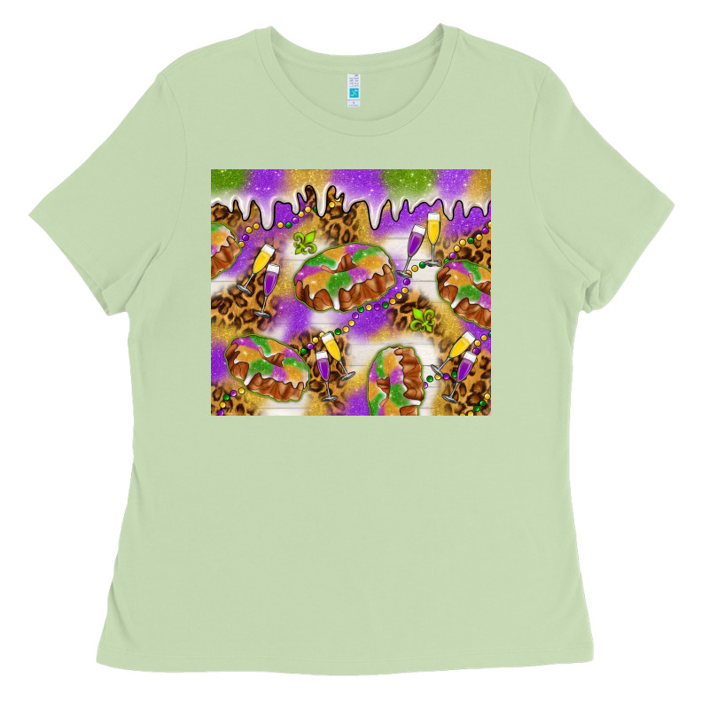 Mardi Gras With King Cake Ladies Tee by NancyCooperArtShop | Teevron