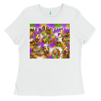 White Mardi Gras with king cake Ladies Tee - NancyCooperArtShop