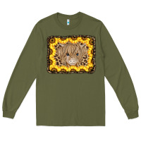 Army Green Baby Cow Leopard Sunflowers Long Sleeve Tee - CowCowDesign