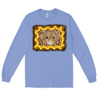 Colony Blue Baby Cow Leopard Sunflowers Long Sleeve Tee - CowCowDesign